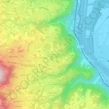 Fontachard topographic map, elevation, terrain
