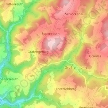 Hohenreuth topographic map, elevation, terrain