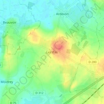 Les Pas topographic map, elevation, terrain