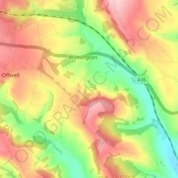 Widworthy topographic map, elevation, terrain
