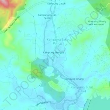 Kampung Bemban topographic map, elevation, terrain