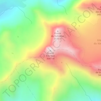 Grand Roc Noir topographic map, elevation, terrain
