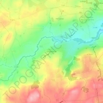 La Pommeraie topographic map, elevation, terrain
