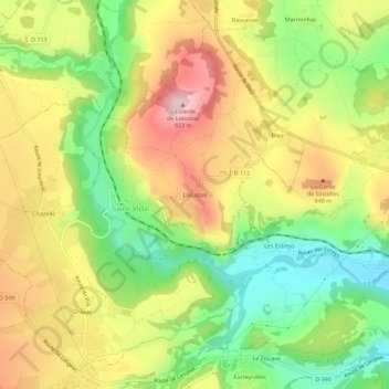 Locussol topographic map, elevation, terrain