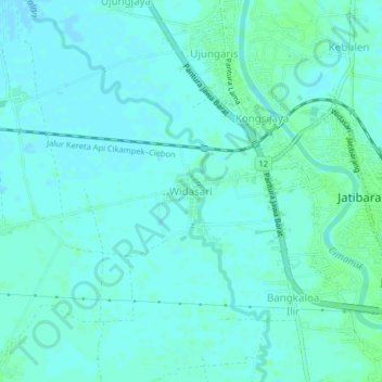 Widasari topographic map, elevation, terrain