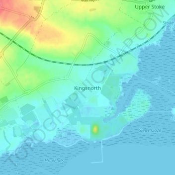 Kingsnorth topographic map, elevation, terrain