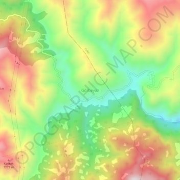Görbeyaz topographic map, elevation, terrain