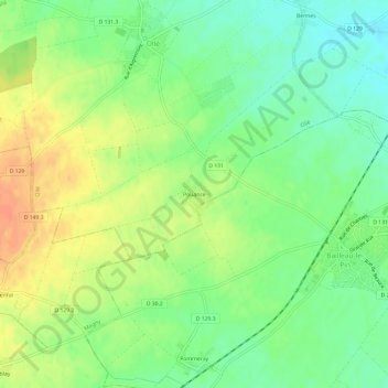 Pouance topographic map, elevation, terrain