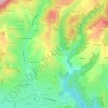 Chana topographic map, elevation, terrain
