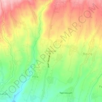 Penebel topographic map, elevation, terrain