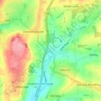 Rawson Green topographic map, elevation, terrain