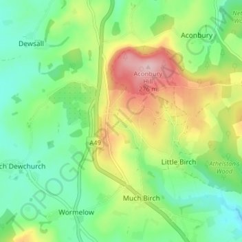 King's Thorn topographic map, elevation, terrain