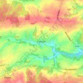 Flavion topographic map, elevation, terrain
