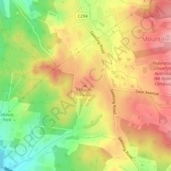 Mount Helen topographic map, elevation, terrain