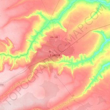 Luena topographic map, elevation, terrain