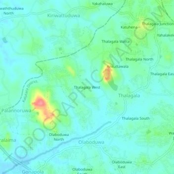 Thalagala West topographic map, elevation, terrain