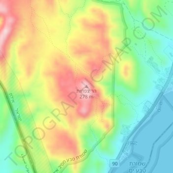 Mt. Tzafachot topographic map, elevation, terrain