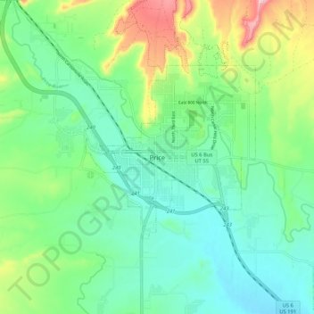 Price topographic map, elevation, terrain