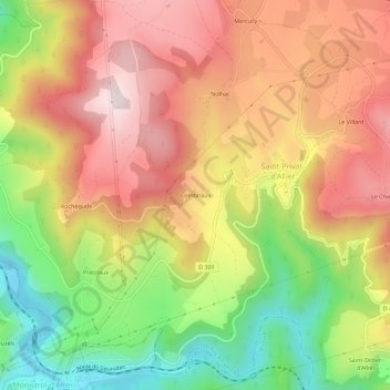 Combriaux topographic map, elevation, terrain