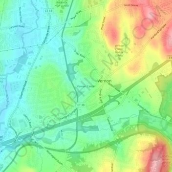 Vernon Center topographic map, elevation, terrain