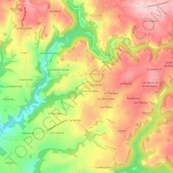 La Borie topographic map, elevation, terrain