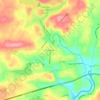 Wagontown topographic map, elevation, terrain