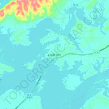 Cedar Bluff topographic map, elevation, terrain
