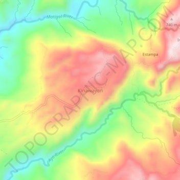 Kinawayan topographic map, elevation, terrain