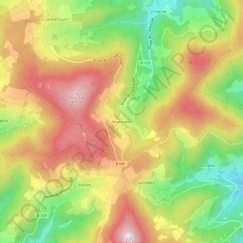 Monchanin topographic map, elevation, terrain