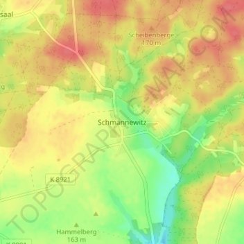 Schmannewitz topographic map, elevation, terrain