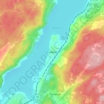 Frufällan topographic map, elevation, terrain