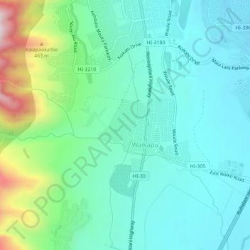 Waikapu topographic map, elevation, terrain