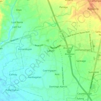 Laoac topographic map, elevation, terrain