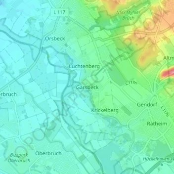 Garsbeck topographic map, elevation, terrain