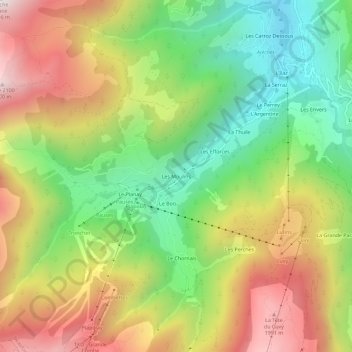 Les Moulins topographic map, elevation, terrain