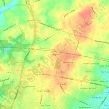 Ebright topographic map, elevation, terrain