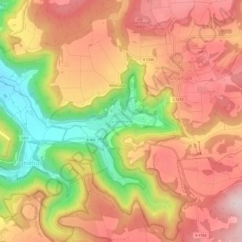 Gutenberg topographic map, elevation, terrain