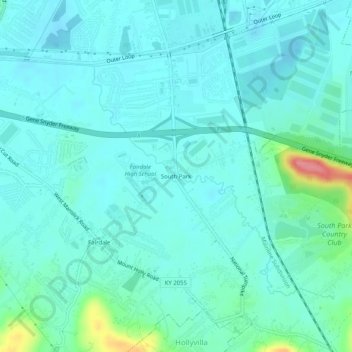 South Park topographic map, elevation, terrain