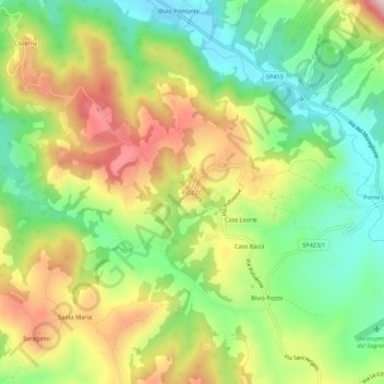 Pozzo topographic map, elevation, terrain