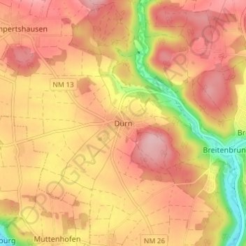 Dürn topographic map, elevation, terrain