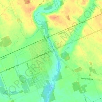 Thamesford topographic map, elevation, terrain
