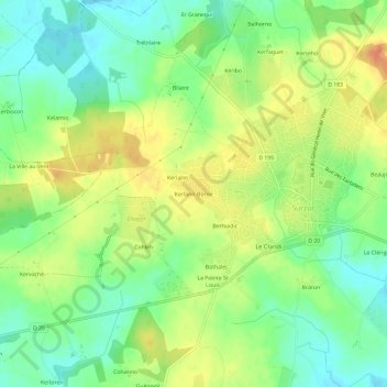 Kerlann-Borne topographic map, elevation, terrain