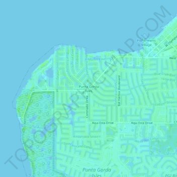 Punta Gorda Isles topographic map, elevation, terrain