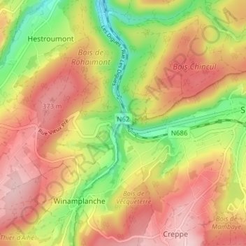 Marteau topographic map, elevation, terrain