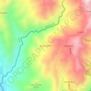 Aguas Claras topographic map, elevation, terrain