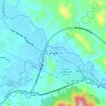 Kampung Benus topographic map, elevation, terrain