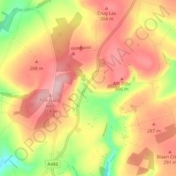 Capel Cynon topographic map, elevation, terrain