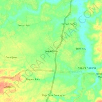 Sukadana topographic map, elevation, terrain
