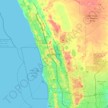 Joondalup topographic map, elevation, terrain