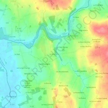 La Maunière topographic map, elevation, terrain